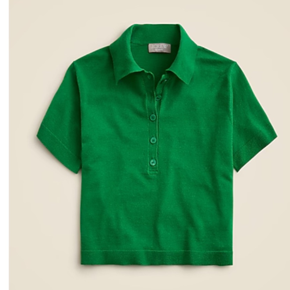 J Crew Featherweight cashmere short-sleeve sweater-polo